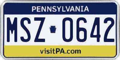 PA license plate MSZ0642