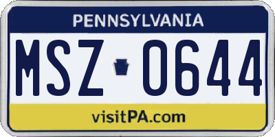 PA license plate MSZ0644