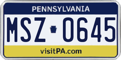 PA license plate MSZ0645