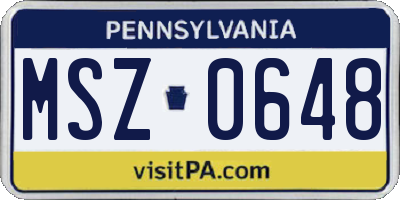 PA license plate MSZ0648