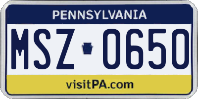 PA license plate MSZ0650