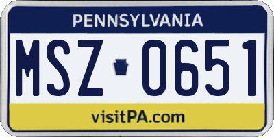 PA license plate MSZ0651