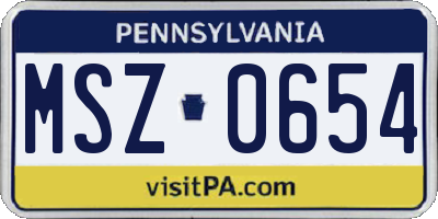 PA license plate MSZ0654