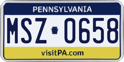 PA license plate MSZ0658