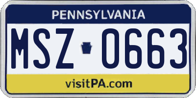 PA license plate MSZ0663