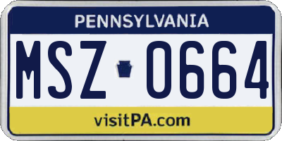 PA license plate MSZ0664