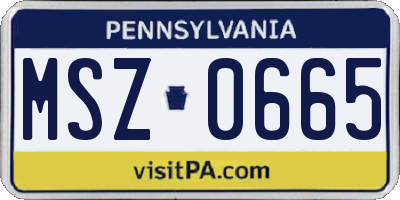 PA license plate MSZ0665