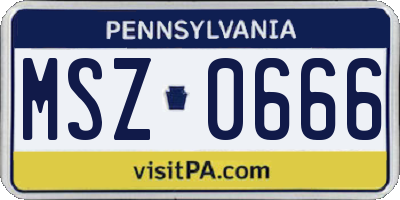 PA license plate MSZ0666