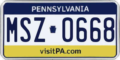 PA license plate MSZ0668