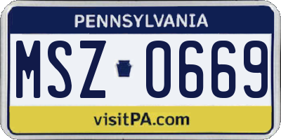PA license plate MSZ0669