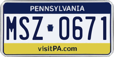 PA license plate MSZ0671