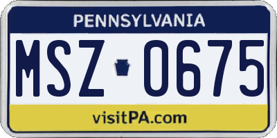 PA license plate MSZ0675