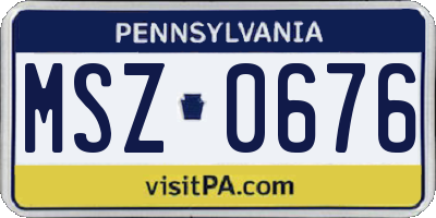 PA license plate MSZ0676