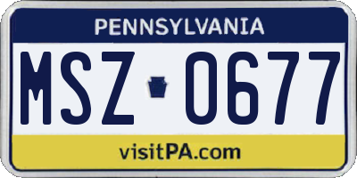 PA license plate MSZ0677