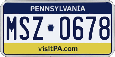 PA license plate MSZ0678