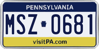 PA license plate MSZ0681