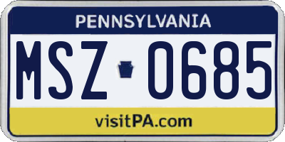 PA license plate MSZ0685
