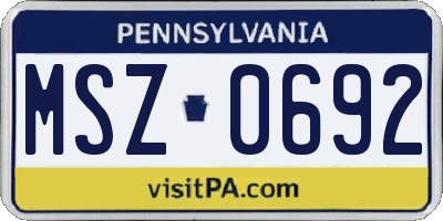 PA license plate MSZ0692