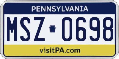 PA license plate MSZ0698