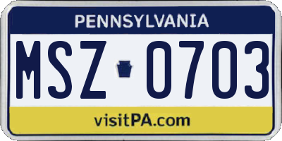 PA license plate MSZ0703