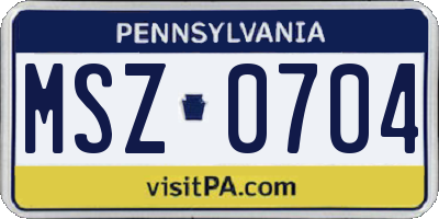 PA license plate MSZ0704