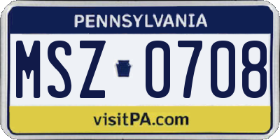 PA license plate MSZ0708