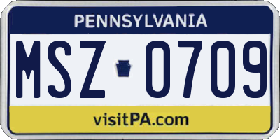 PA license plate MSZ0709