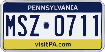 PA license plate MSZ0711