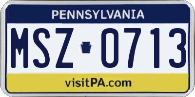 PA license plate MSZ0713