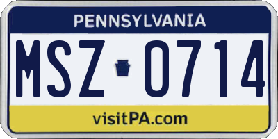 PA license plate MSZ0714
