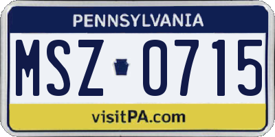 PA license plate MSZ0715
