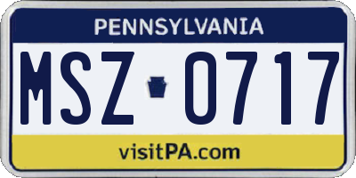 PA license plate MSZ0717