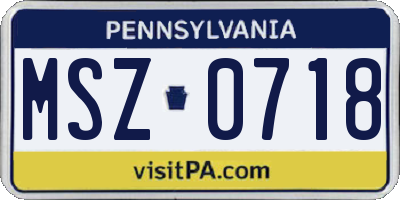 PA license plate MSZ0718
