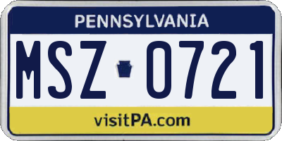 PA license plate MSZ0721