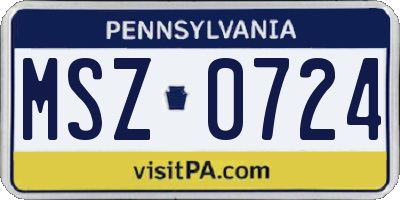 PA license plate MSZ0724