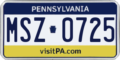 PA license plate MSZ0725