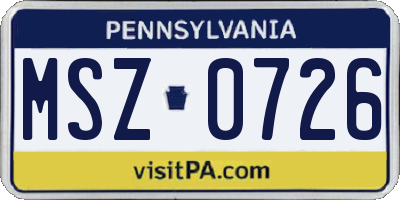 PA license plate MSZ0726