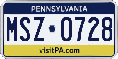 PA license plate MSZ0728