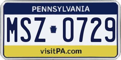 PA license plate MSZ0729