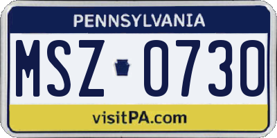 PA license plate MSZ0730