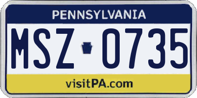 PA license plate MSZ0735