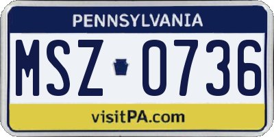 PA license plate MSZ0736