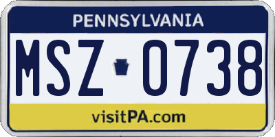 PA license plate MSZ0738