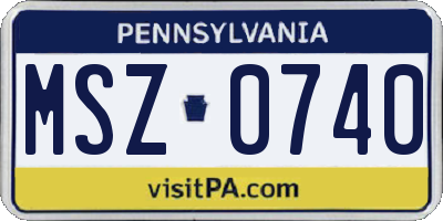 PA license plate MSZ0740