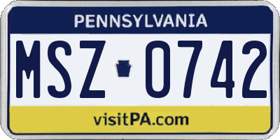 PA license plate MSZ0742