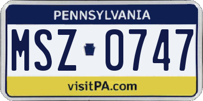 PA license plate MSZ0747
