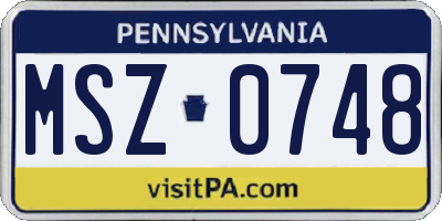 PA license plate MSZ0748