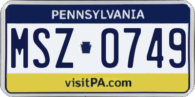PA license plate MSZ0749