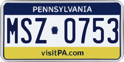 PA license plate MSZ0753