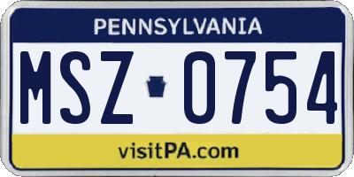 PA license plate MSZ0754